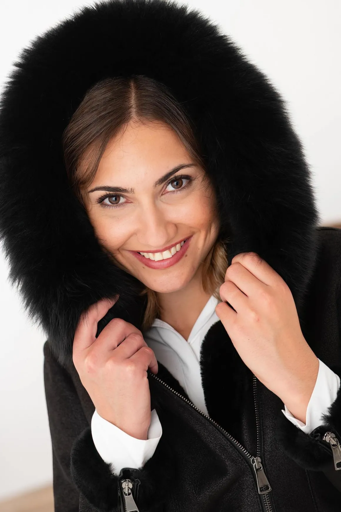 Veste Femme Cityzen Napoli Mouton Renard Noir