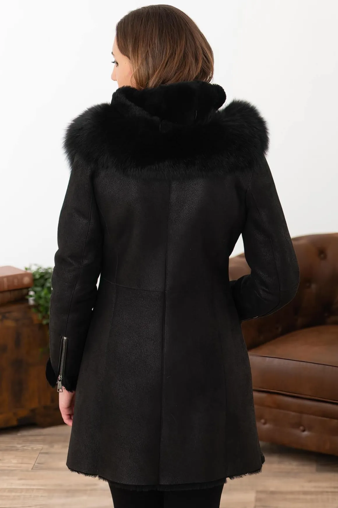 Veste Femme Cityzen Napoli Mouton Renard Noir