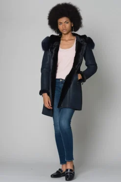 Veste Femme Cityzen Napoli Mouton Renard Marine