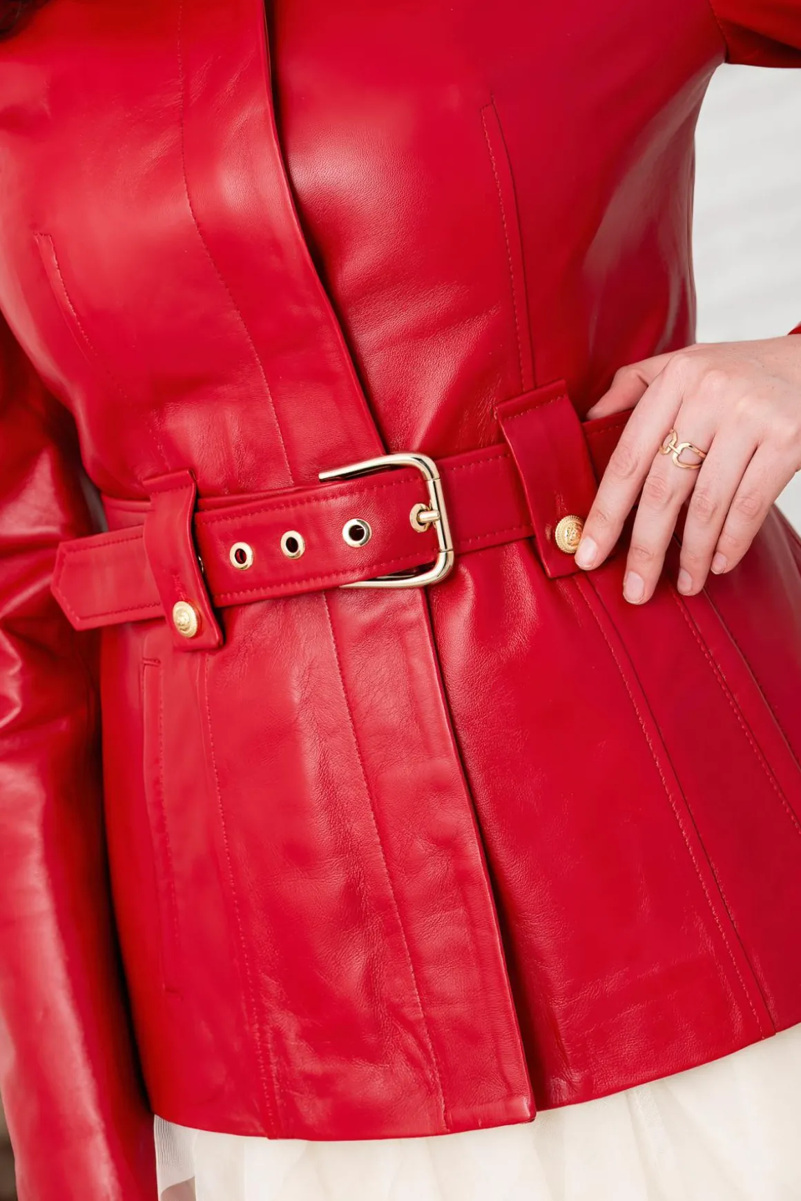 Veste Femme Cityzen Zoe Agneau Perle Rouge