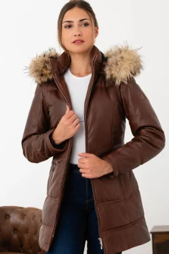 Veste Femme Rose Garden Anouk Hood Lamb Orion Cognac