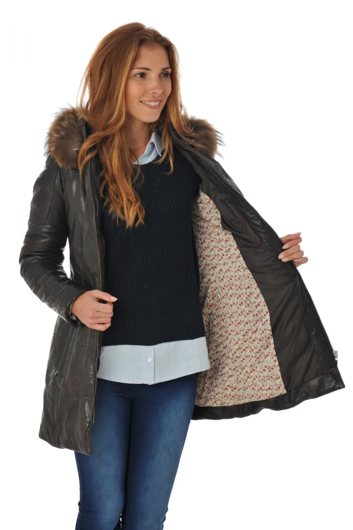 Veste Femme Rose Garden Apene Fur Sheep Aosta Reddish Brown Fourrure Fauve