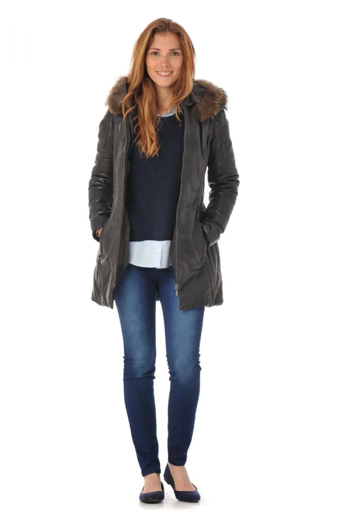 Veste Femme Rose Garden Apene Fur Sheep Aosta Reddish Brown Fourrure Fauve