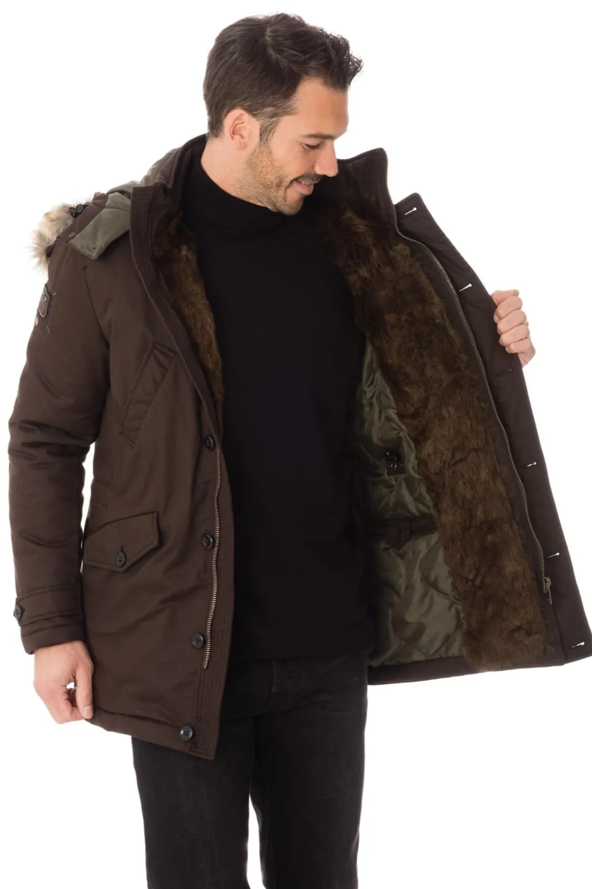 Veste Homme Aeronautica Militare Giaccone Cap Ab1474Ct2007 Nero Zz