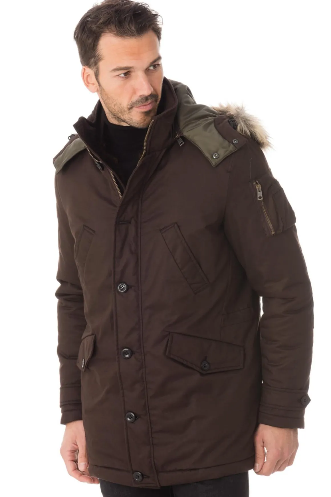 Veste Homme Aeronautica Militare Giaccone Cap Ab1474Ct2007 Nero Zz
