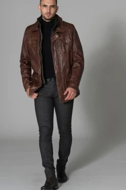 Veste Homme Daytona Rodeo+Ic Lamb Paolo Dark Cognac
