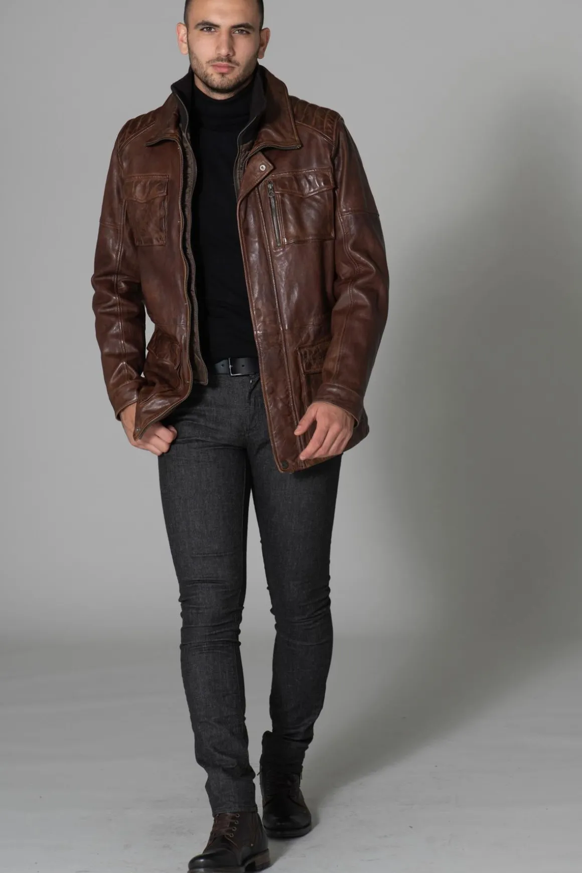 Veste Homme Daytona Rodeo+Ic Lamb Paolo Dark Cognac