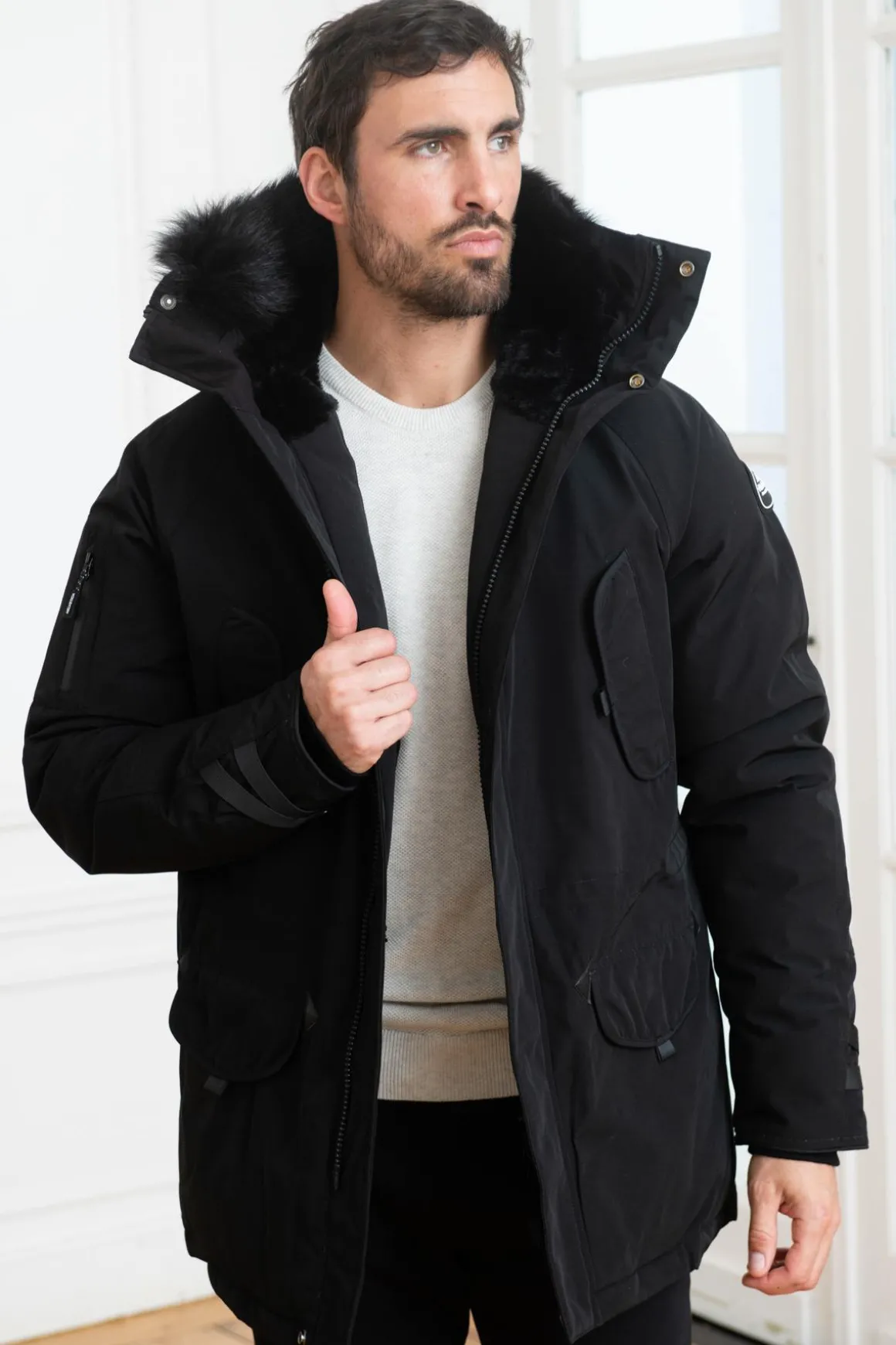 Veste Homme Helvetica Mountain Pioneers Snow Real Furs Black