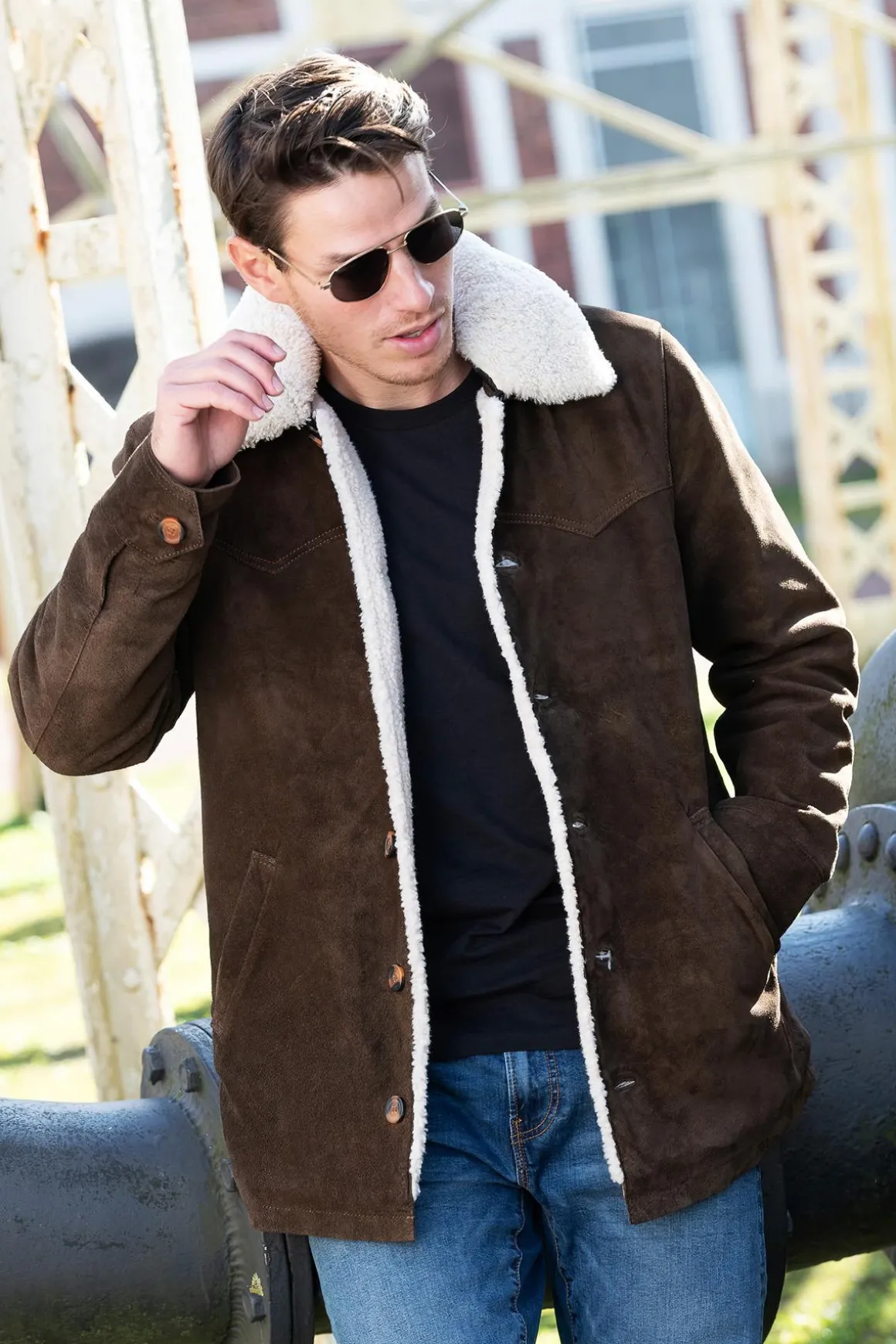 Veste Homme Iron & Resin Caravan Buffalo Suede Jacket Brown