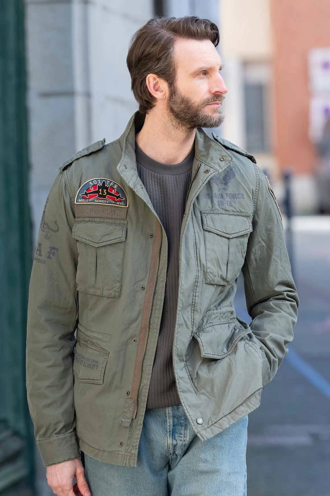 Veste Homme Schott Darden Kaki
