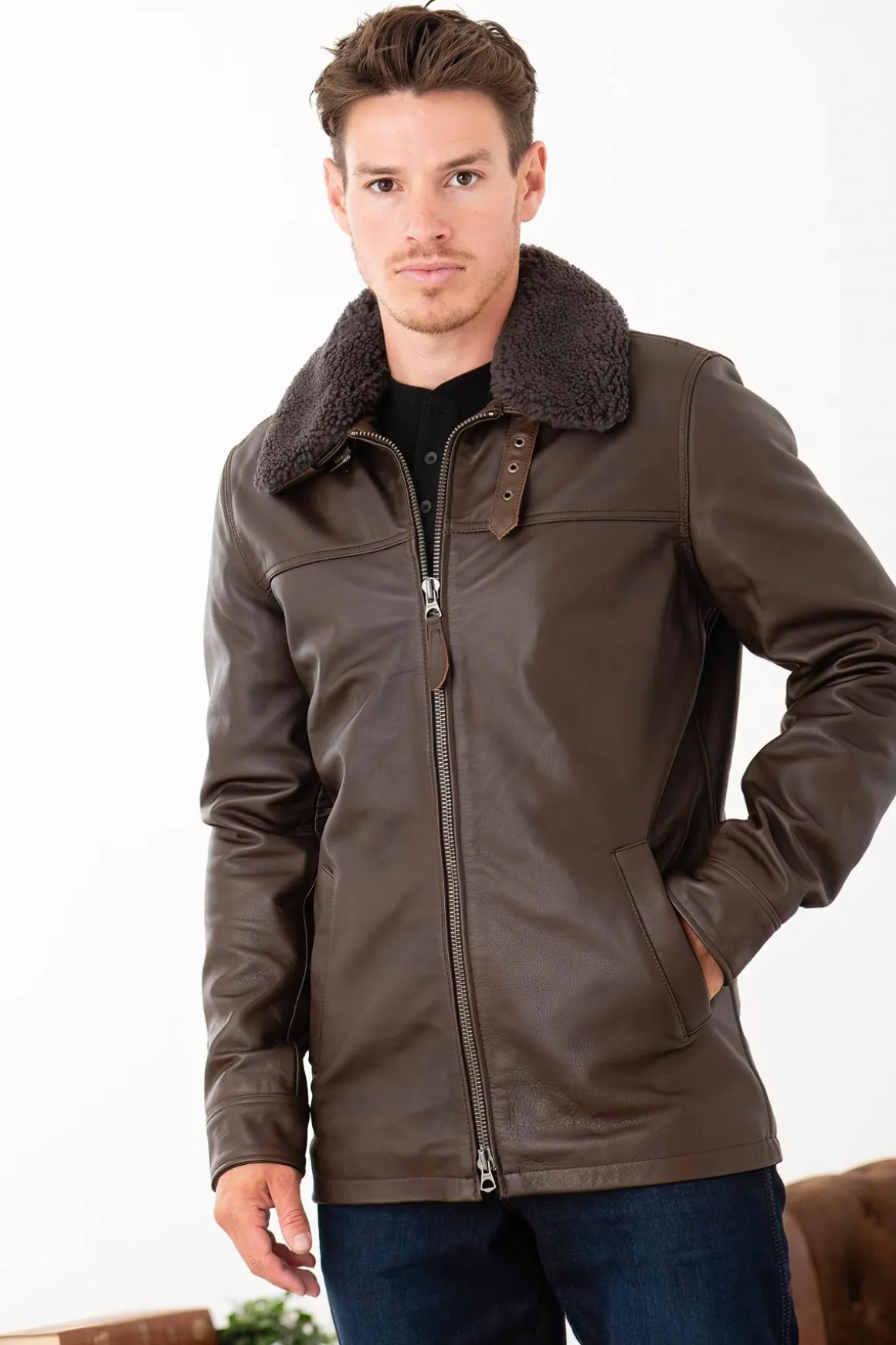 Veste Homme Schott Lcmaine Brown