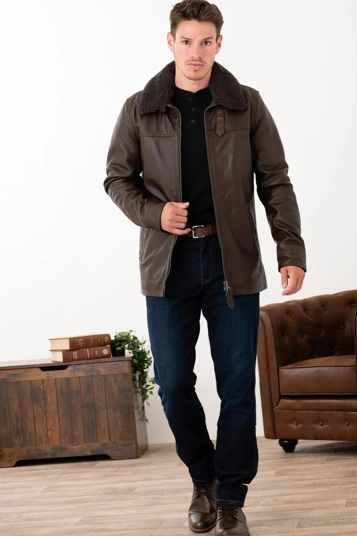 Veste Homme Schott Lcmaine Brown